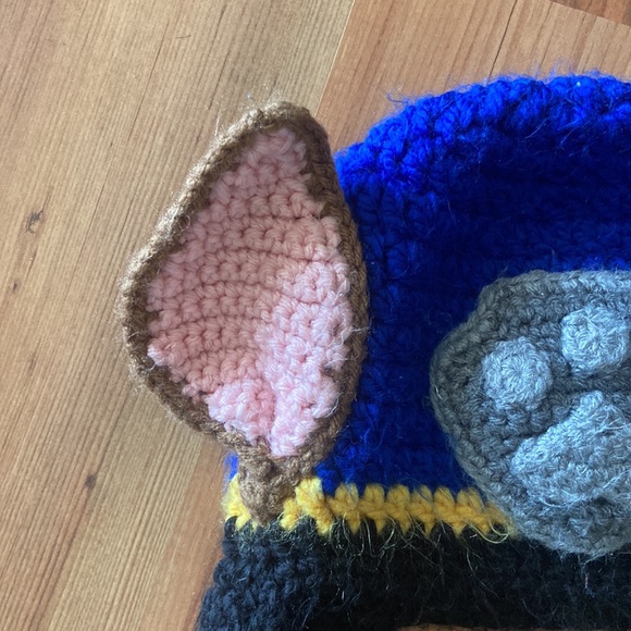 Crocheted Chase Paw Patrol Hat - Picture 2 of 5